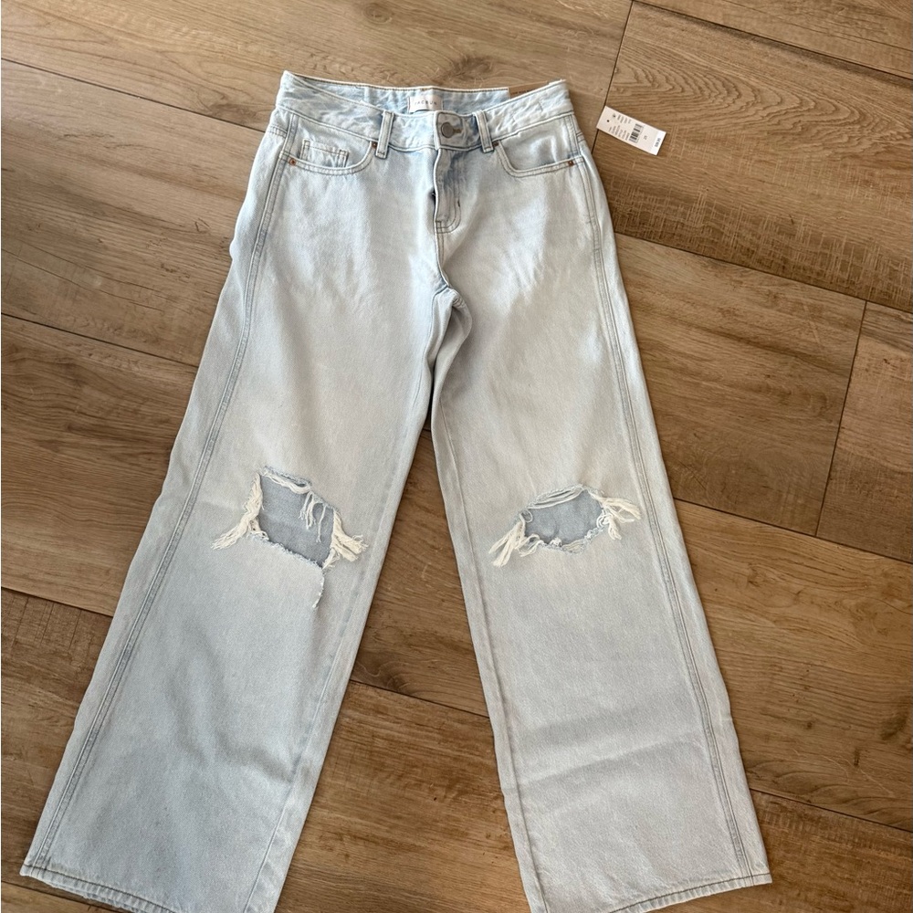 PacSun Light Blue Distressed Low Rise Baggy Women Jeans